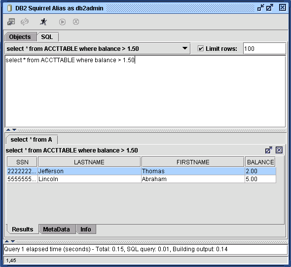 Figure 10. Results of your SQL command